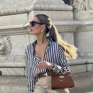 Classic Striped Button Down Long Sleeve Shirt